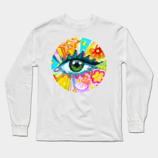 rainbow colourful eye doodle Long Sleeve T-Shirt